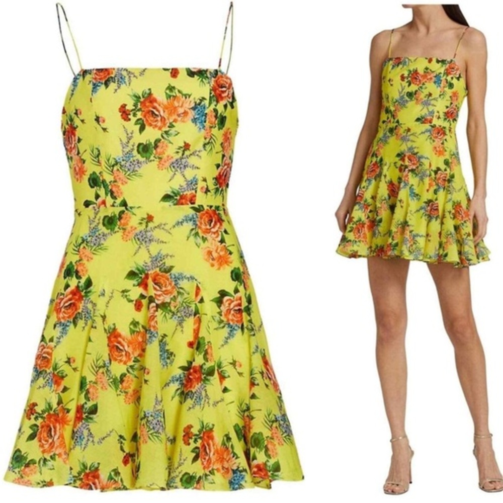 Alice + Olivia Yellow Floral Mini Dress